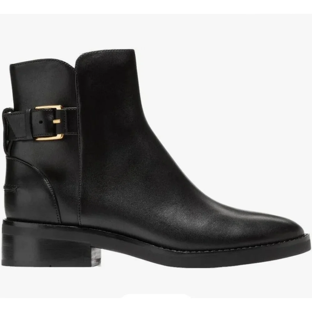 NEW! Cole Haan Women's Hampshire Buckle Black Leather Bootie Size 7B $200